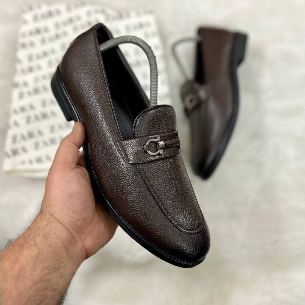 First Copy Shoes Zara Premium Brown Leather Loafers