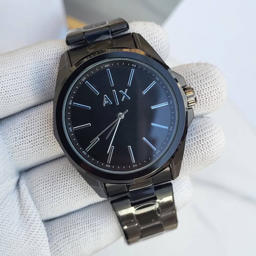 First Copy Watch Armani Exchange Black Dial Metal Watch