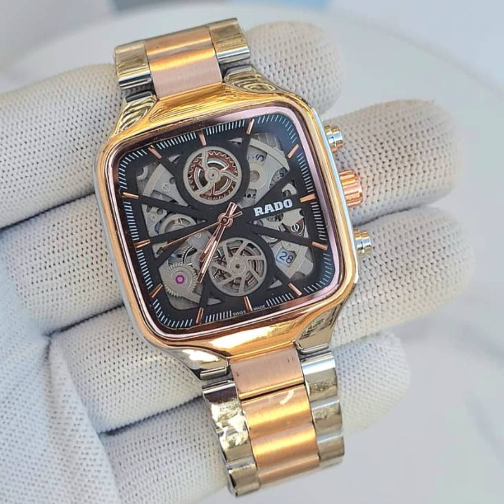 First Copy Watch Rado True Square Chronograph Black Skeleton